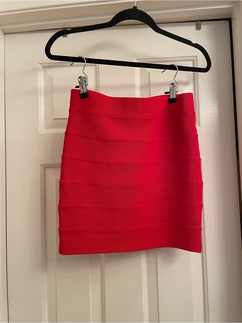 Forever 21 Red Bandage Ribbed Stretchy Mini Skirt